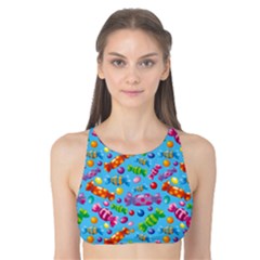Colorful Of A Pattern Candies Blue Tank Bikini Top by CoolDesigns