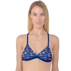 Blue  Colorful Dinosaur Pattern And Chevron Pattern Reversible Tri Bikini Top by CoolDesigns