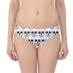 Gray Simple White Skull Pattern Hipster Bikini Bottom by CoolDesigns