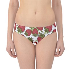 Red Pattern With Strawberries Graphic Stylized Drawing Hipster Bikini Bottom by CoolDesigns