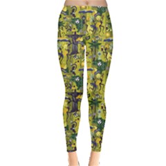 Green Pattern With Traditional Brazilian Items Design Element Leggings by CoolDesigns