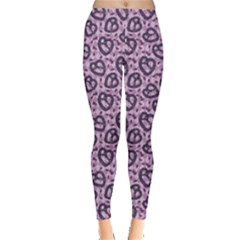 Purple Pattern With Pretzels Stylish Design Leggings by CoolDesigns
