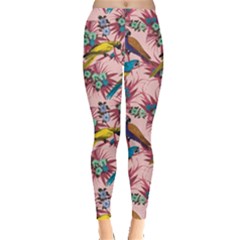 Colorful Pattern With Macaws Sitting On Branches Hand Drawn Leggings by CoolDesigns