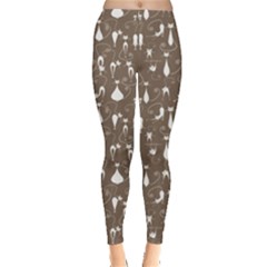 Mocha Cute White Cats Pattern Leggings by CoolDesigns