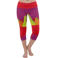 Fruitbowl Llustrations Fruit Banana Orange Guava Capri Yoga Leggings by Alisyart