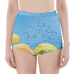 Fruit Water Bubble Lime Blue High-waisted Bikini Bottoms by Alisyart