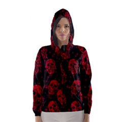 Sparkling Glitter Skulls Red Hooded Wind Breaker (women) by ImpressiveMoments