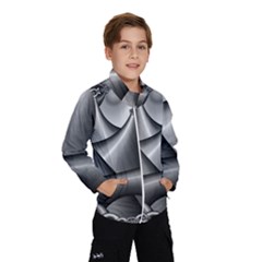 Grey Fractal Background With Chains Wind Breaker (kids) by Simbadda