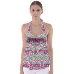 Colorful Seamless Background With Floral Elements Babydoll Tankini Top by Simbadda