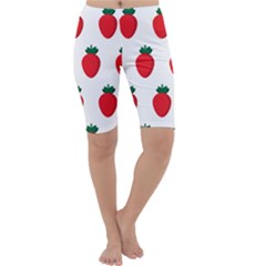 Fruit Strawberries Red Green Cropped Leggings  by Mariart