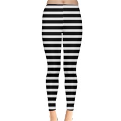 Horizontal Stripes Black Leggings  by Mariart