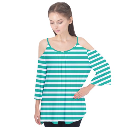 Horizontal Stripes Green Teal Flutter Tees by Mariart