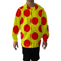 Polka Dot Red Yellow Hooded Wind Breaker (kids) by Mariart