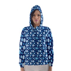 Polka Dot Blue Hooded Wind Breaker (women) by Mariart