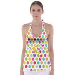 Polka Dot Yellow Green Blue Pink Purple Red Rainbow Color Babydoll Tankini Top by Mariart