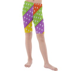 Colorful Easter Ribbon Background Kids  Mid Length Swim Shorts by Simbadda