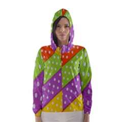 Colorful Easter Ribbon Background Hooded Wind Breaker (women) by Simbadda