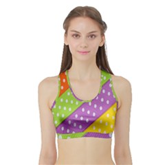Colorful Easter Ribbon Background Sports Bra With Border by Simbadda