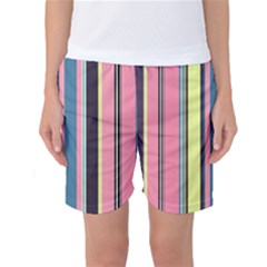 Seamless Colorful Stripes Pattern Background Wallpaper Women s Basketball Shorts by Simbadda