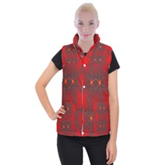 Impressive Red Fractal Women s Button Up Puffer Vest by Simbadda