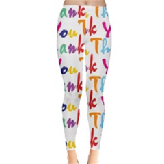 Wallpaper With The Words Thank You In Colorful Letters Leggings  by Simbadda