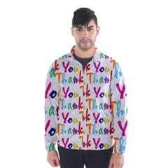 Wallpaper With The Words Thank You In Colorful Letters Wind Breaker (men) by Simbadda