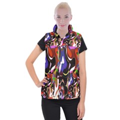 Colourful Abstract Background Design Women s Button Up Puffer Vest by Simbadda