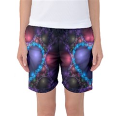 Blue Heart Fractal Image With Help From A Script Women s Basketball Shorts by Simbadda