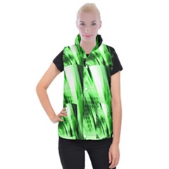 Abstract Background Green Women s Button Up Puffer Vest by Simbadda
