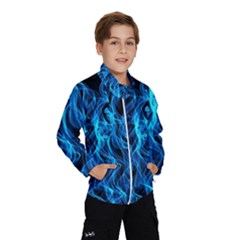 Digitally Created Blue Flames Of Fire Wind Breaker (kids) by Simbadda