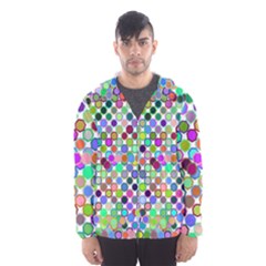 Colorful Dots Balls On White Background Hooded Wind Breaker (men) by Simbadda