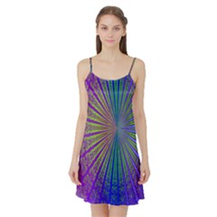 Blue Fractal That Looks Like A Starburst Satin Night Slip by Simbadda