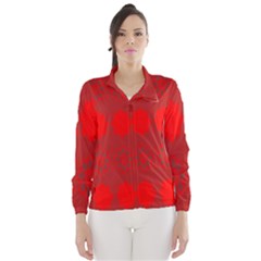 Red Flowers Velvet Flower Pattern Wind Breaker (women) by Simbadda