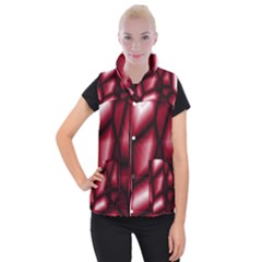 Red Abstract Background Women s Button Up Puffer Vest by Simbadda