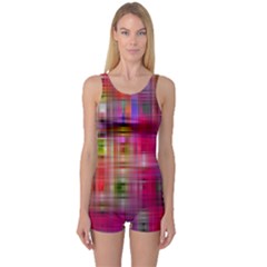 Background Abstract Weave Of Tightly Woven Colors One Piece Boyleg Swimsuit by Simbadda