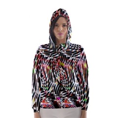 Abstract Composition Digital Processing Hooded Wind Breaker (women) by Simbadda