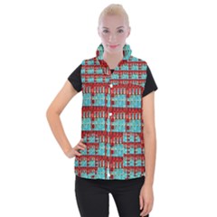 Architectural Abstract Pattern Women s Button Up Puffer Vest by Simbadda