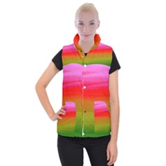 Watercolour Abstract Paint Digitally Painted Background Texture Women s Button Up Puffer Vest by Simbadda