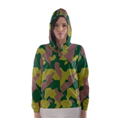 Camouflage Green Yellow Brown Hooded Wind Breaker (women) by Mariart