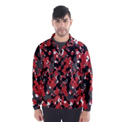 Bloodshot Camo Red Urban Initial Camouflage Wind Breaker (men) by Mariart