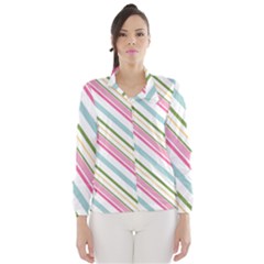 Diagonal Stripes Color Rainbow Pink Green Red Blue Wind Breaker (women) by Mariart