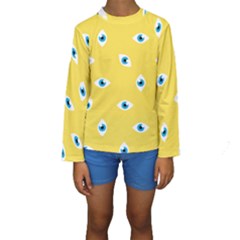 Eye Blue White Yellow Monster Sexy Image Kids  Long Sleeve Swimwear by Mariart