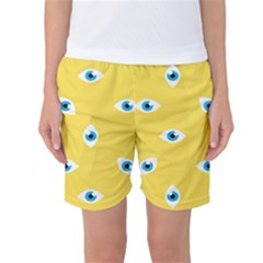 Eye Blue White Yellow Monster Sexy Image Women s Basketball Shorts by Mariart