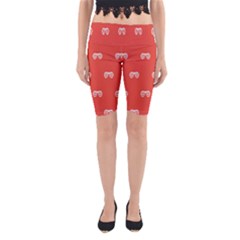Glasses Disco Retina Red White Line Yoga Cropped Leggings by Mariart
