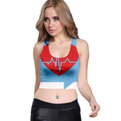Heartbeat Health Heart Sign Red Blue Racer Back Crop Top by Mariart