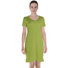 Polka Dot Green Yellow Short Sleeve Nightdress by Mariart