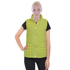 Polka Dot Green Yellow Women s Button Up Puffer Vest by Mariart