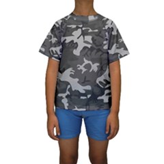 Initial Camouflage Grey Kids  Short Sleeve Swimwear by Mariart