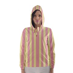 Pink Yellow Stripes Line Hooded Wind Breaker (women) by Mariart