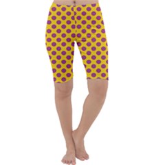 Polka Dot Purple Yellow Cropped Leggings  by Mariart